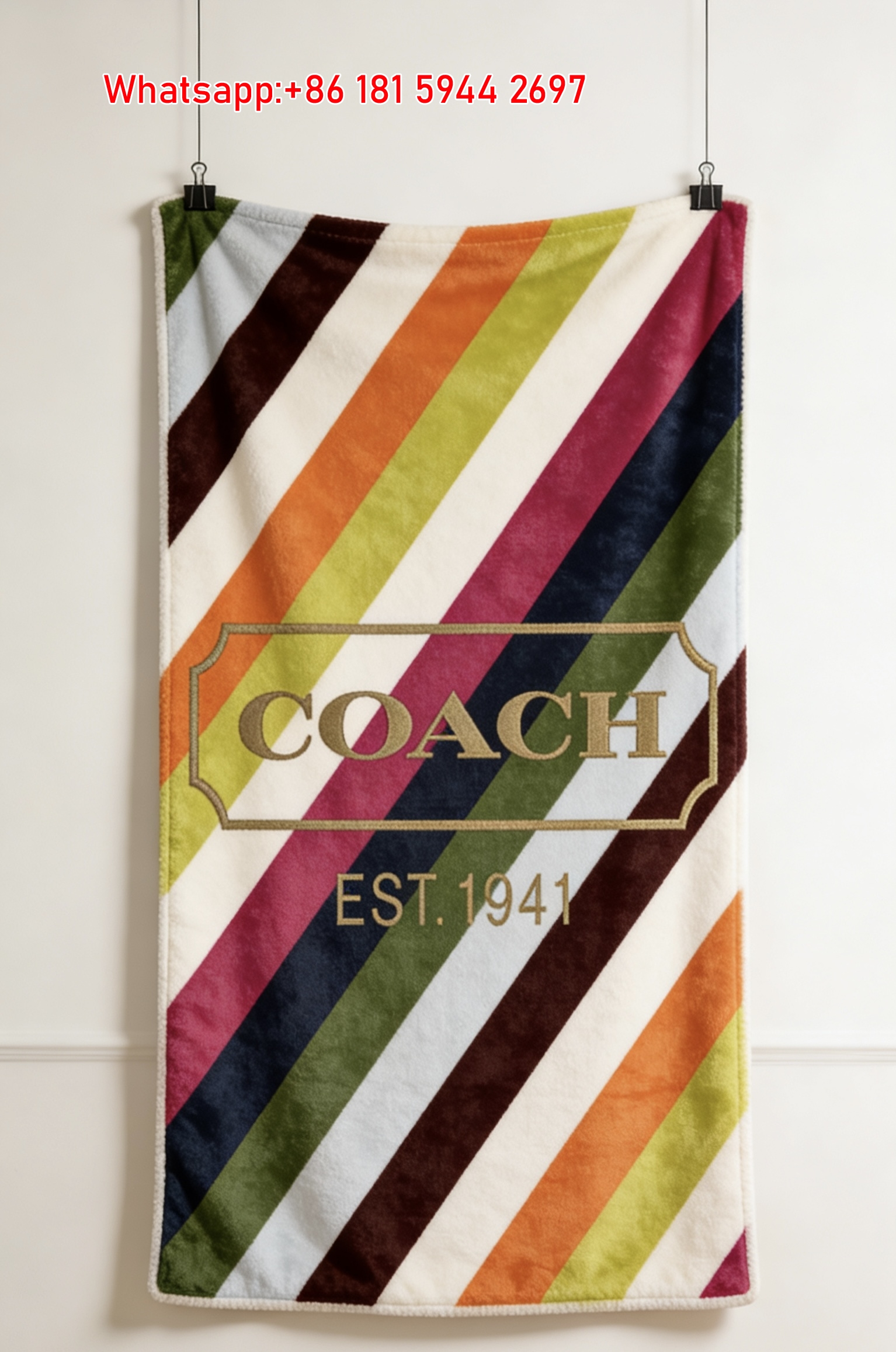 Coach Colorful Stripe Flannel Throw Blanket C008